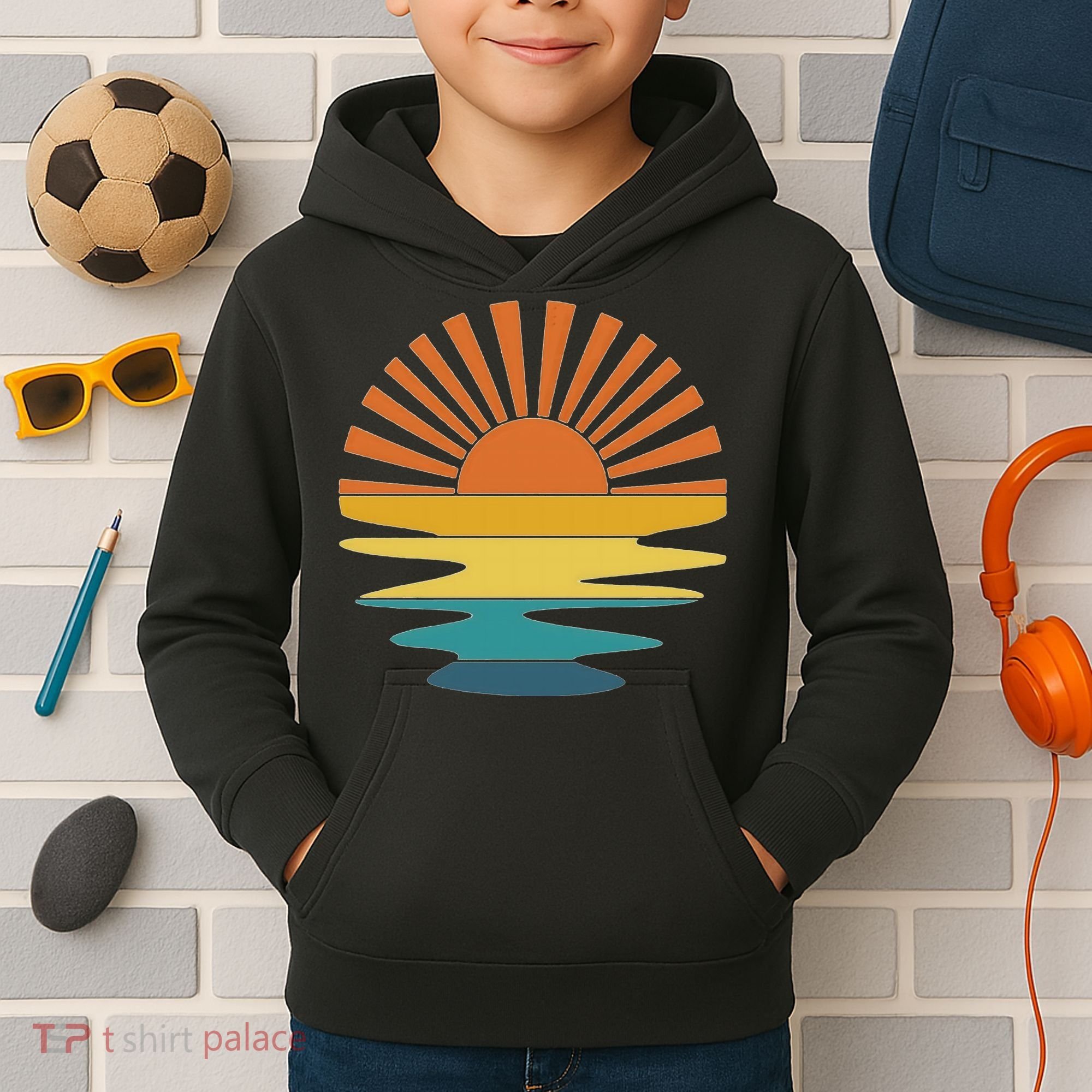 Retro Sunset Kids Hoodie
