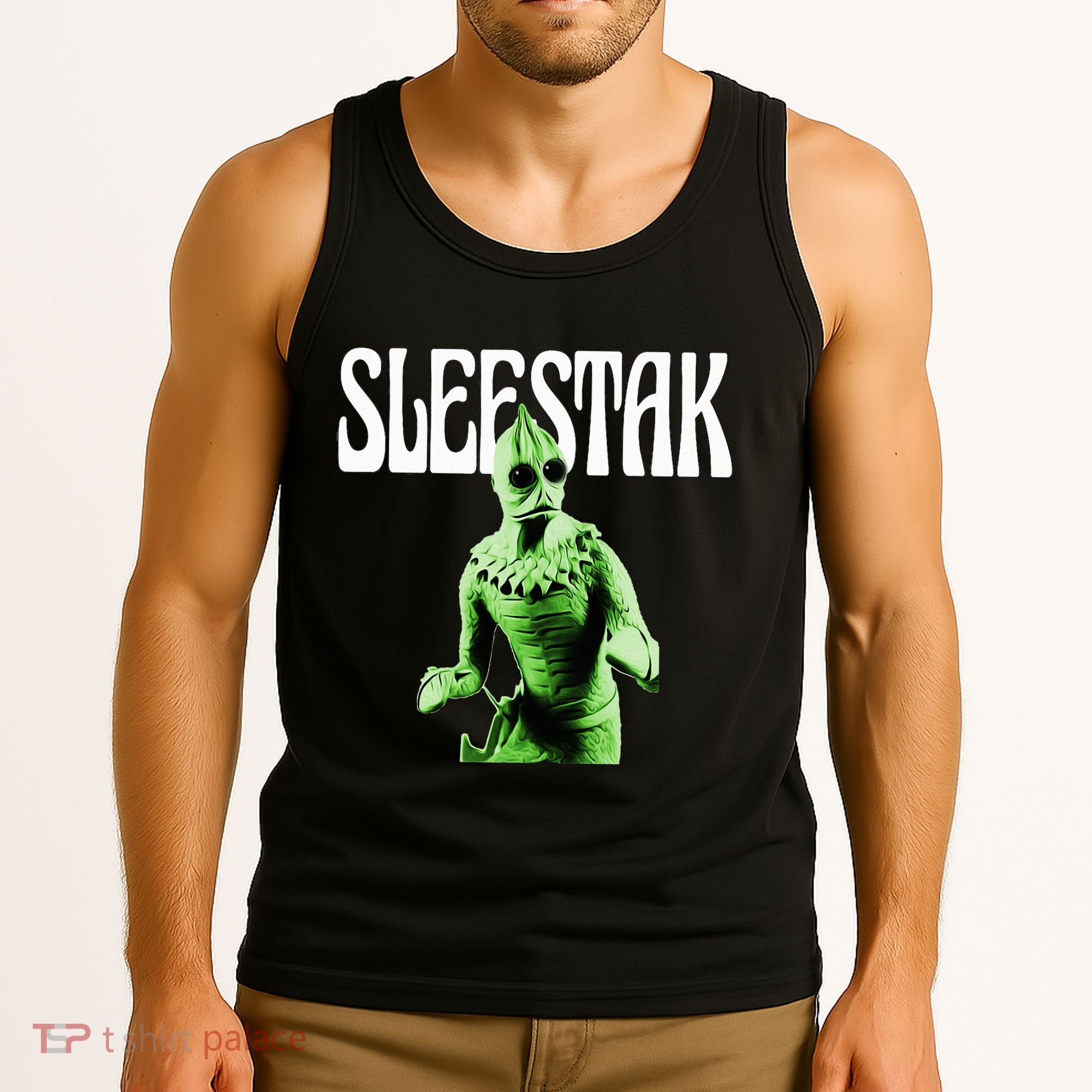 Retro Sleestak Reptilian Alien Graphic Tank Top