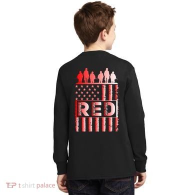 R.E.D. Soldiers Remember Everyone Deployed R.E.D. Friday Kids Long Sleeve Shirt back