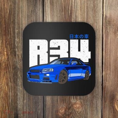 Retro Skyline R34 Jdm 90s Aesthetic Coaster