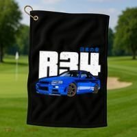 Retro Skyline R34 Jdm 90s Aesthetic Golf Towel thumb 1