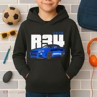 Retro Skyline R34 Jdm 90s Aesthetic Kids Hoodie thumb 2