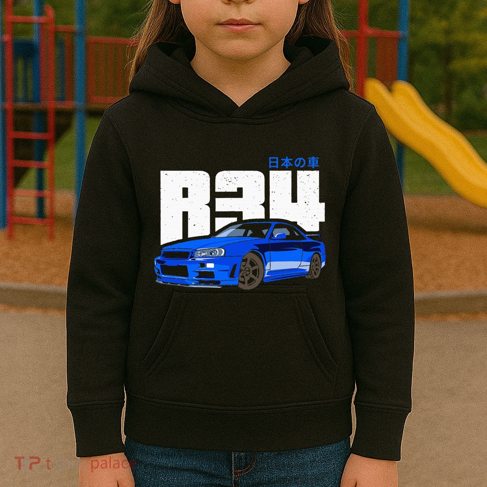 Retro Skyline R34 Jdm 90s Aesthetic Kids Hoodie