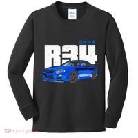 Retro Skyline R34 Jdm 90s Aesthetic Kids Long Sleeve Shirt thumb 0