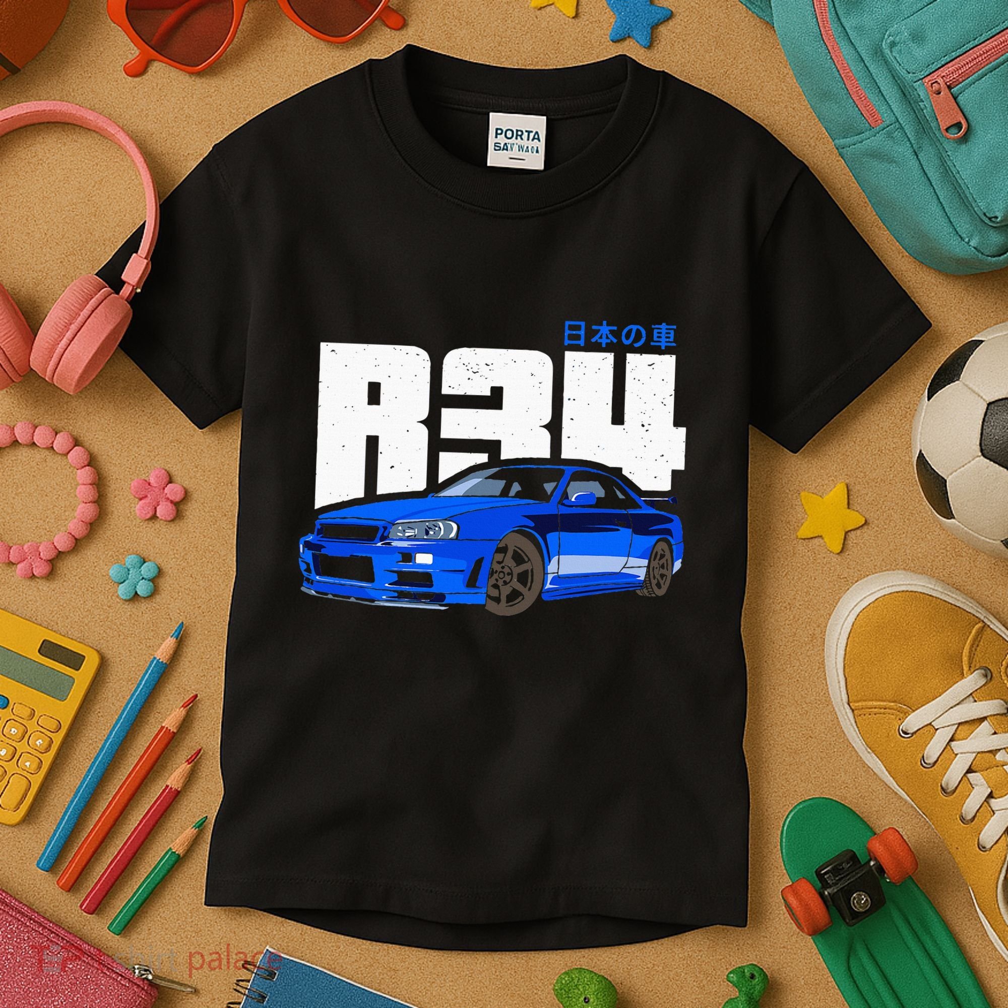 Retro Skyline R34 Jdm 90s Aesthetic Kids T-Shirt