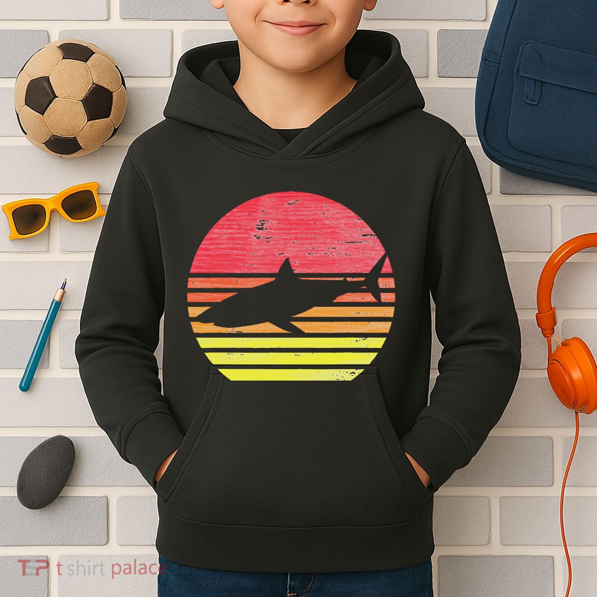 Retro Shark Kids Hoodie
