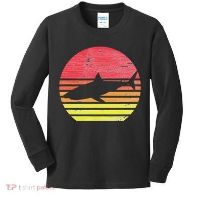 Retro Shark Kids Long Sleeve Shirt