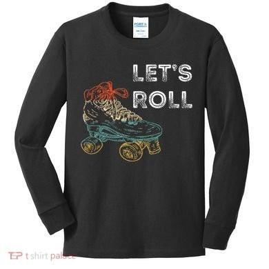 Roller Skates Running 70s 80s Roller Skating Inline Skater Kids Long Sleeve Shirt