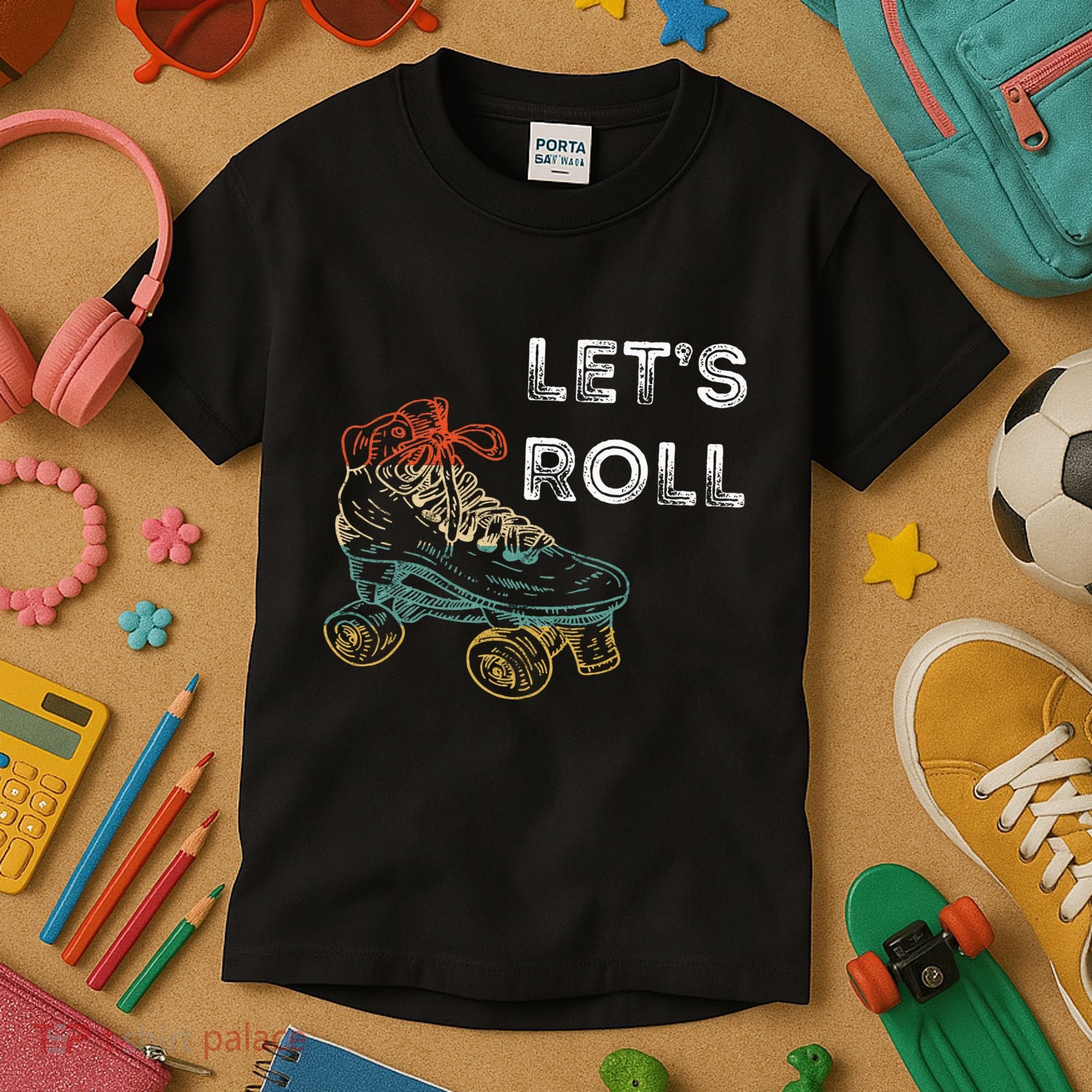 Roller Skates Running 70s 80s Roller Skating Inline Skater Kids T-Shirt