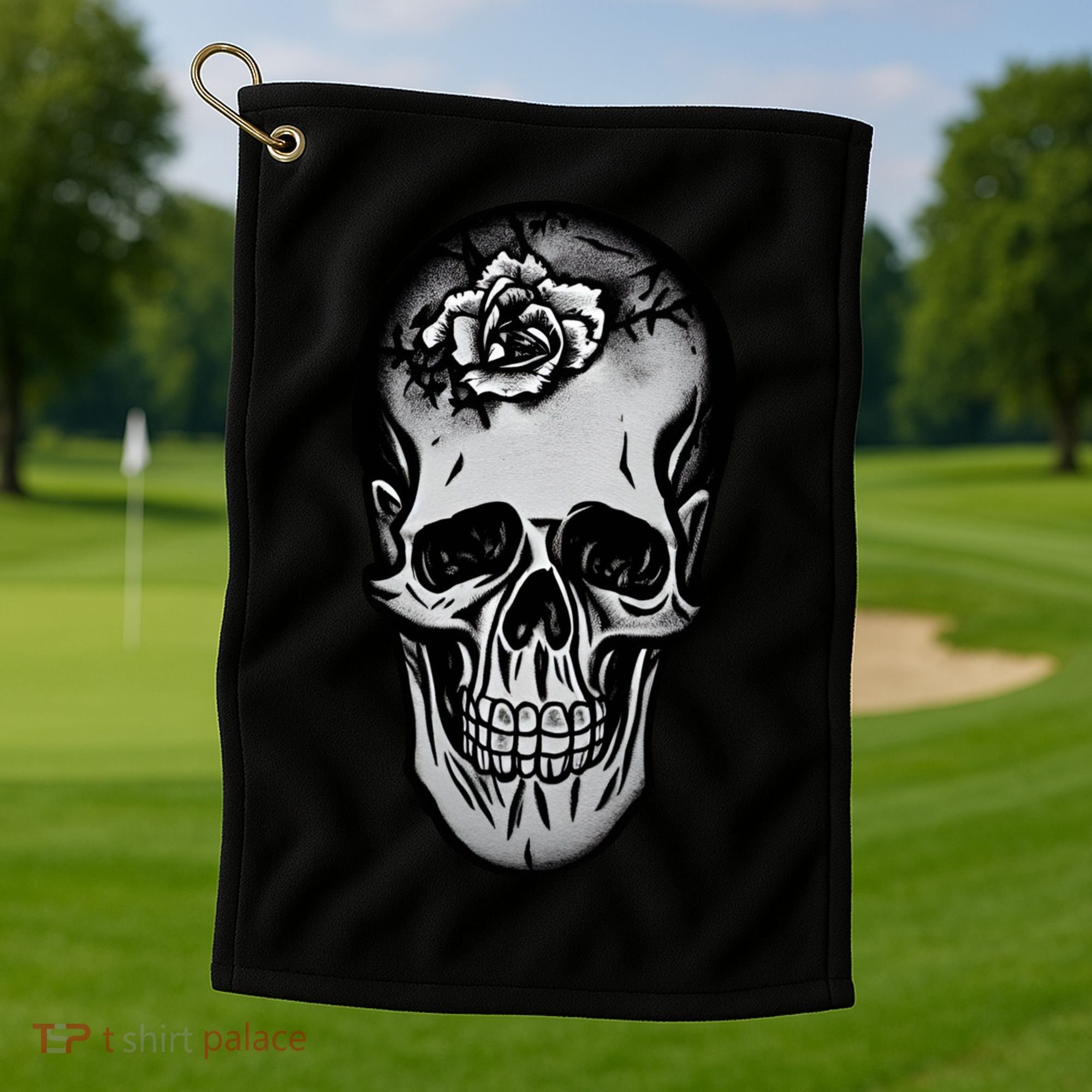 Rose Skull Golf Towel