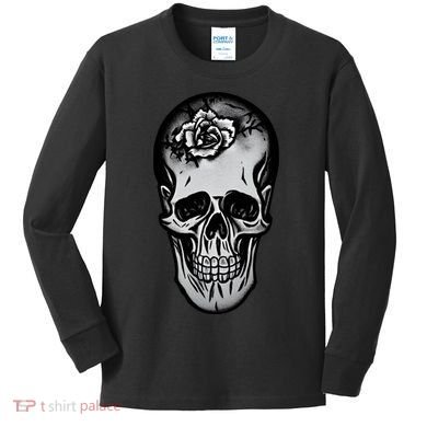 Rose Skull Kids Long Sleeve Shirt