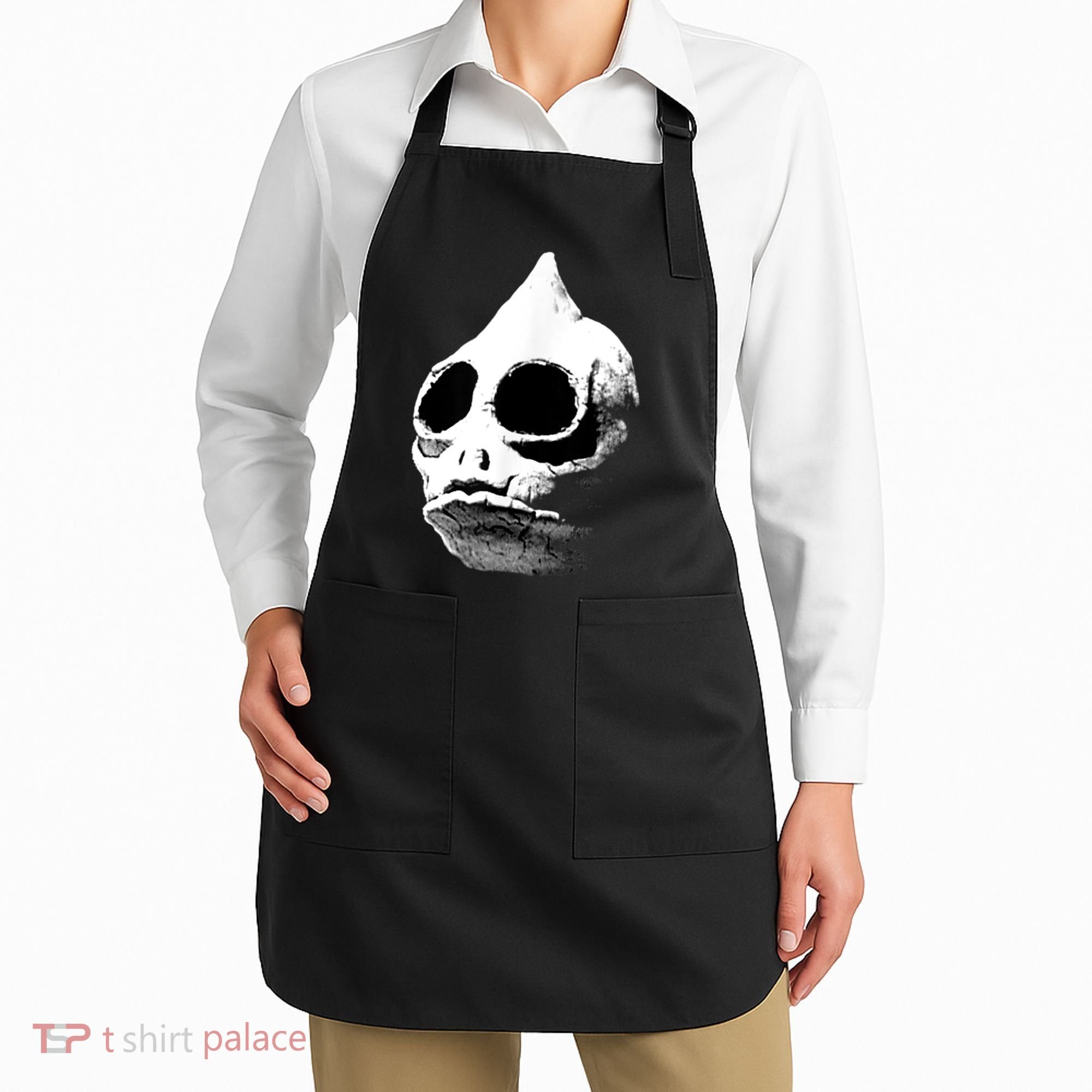 Retro Sleestak Reptilian Skull Graphic Apron