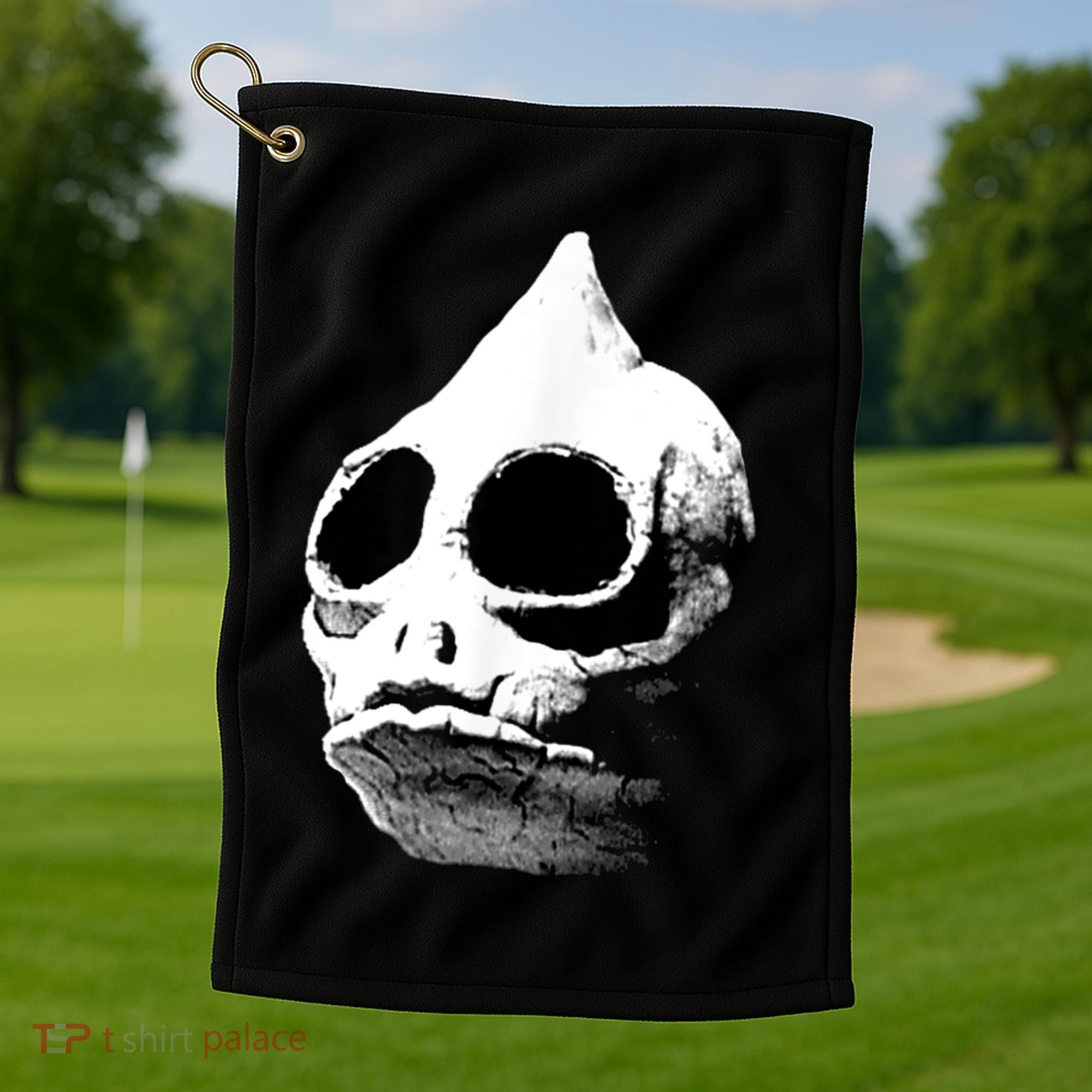 Retro Sleestak Reptilian Skull Graphic Golf Towel