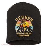 Retro Sunset Retired 2026 Not My Problem Anymore Retirement Short Acrylic Beanie thumb 0
