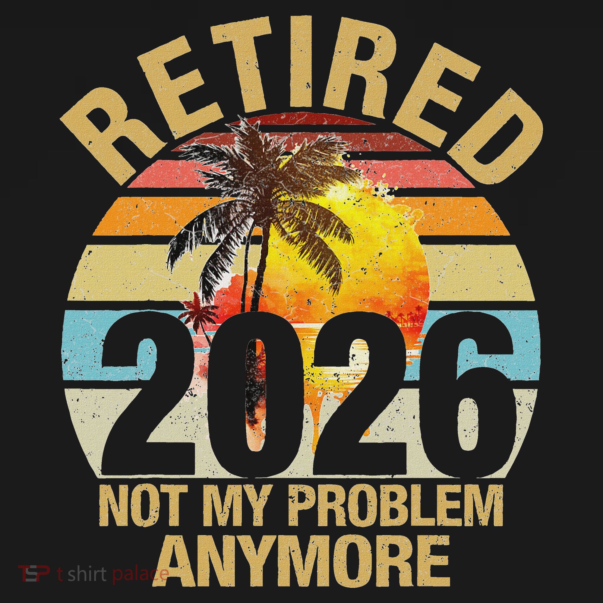 Retro Sunset Retired 2026 Not My Problem Anymore Retirement Short Acrylic Beanie
