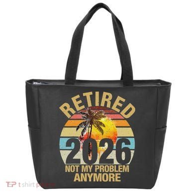 Retro Sunset Retired 2026 Not My Problem Anymore Retirement Tote Bag