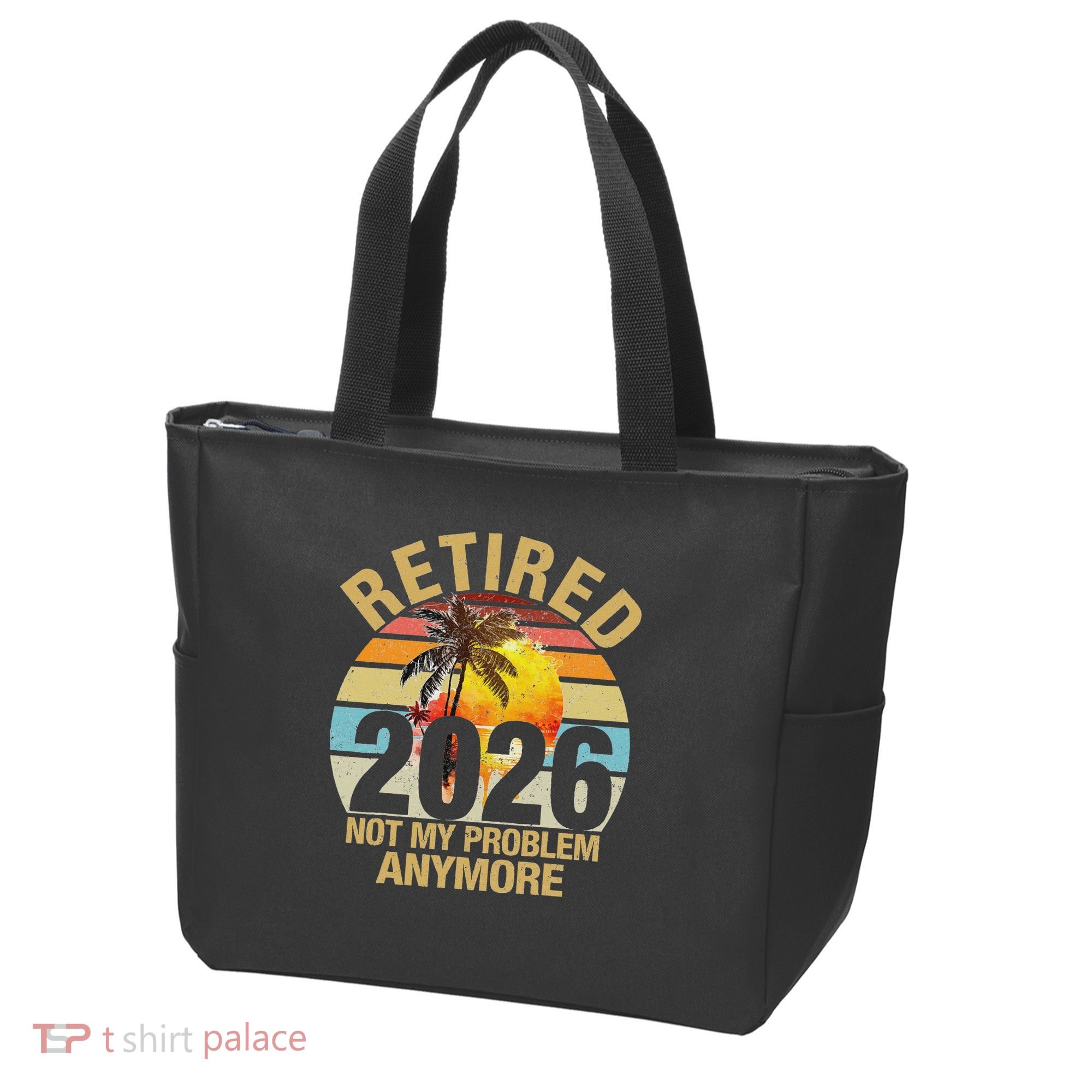 Retro Sunset Retired 2026 Not My Problem Anymore Retirement Tote Bag