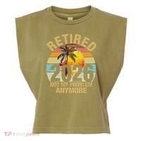 Retro Sunset Retired 2026 Not My Problem Anymore Retirement Garment-Dyed Women's Muscle Tee thumb 0