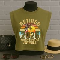 Retro Sunset Retired 2026 Not My Problem Anymore Retirement Garment-Dyed Women's Muscle Tee thumb 3