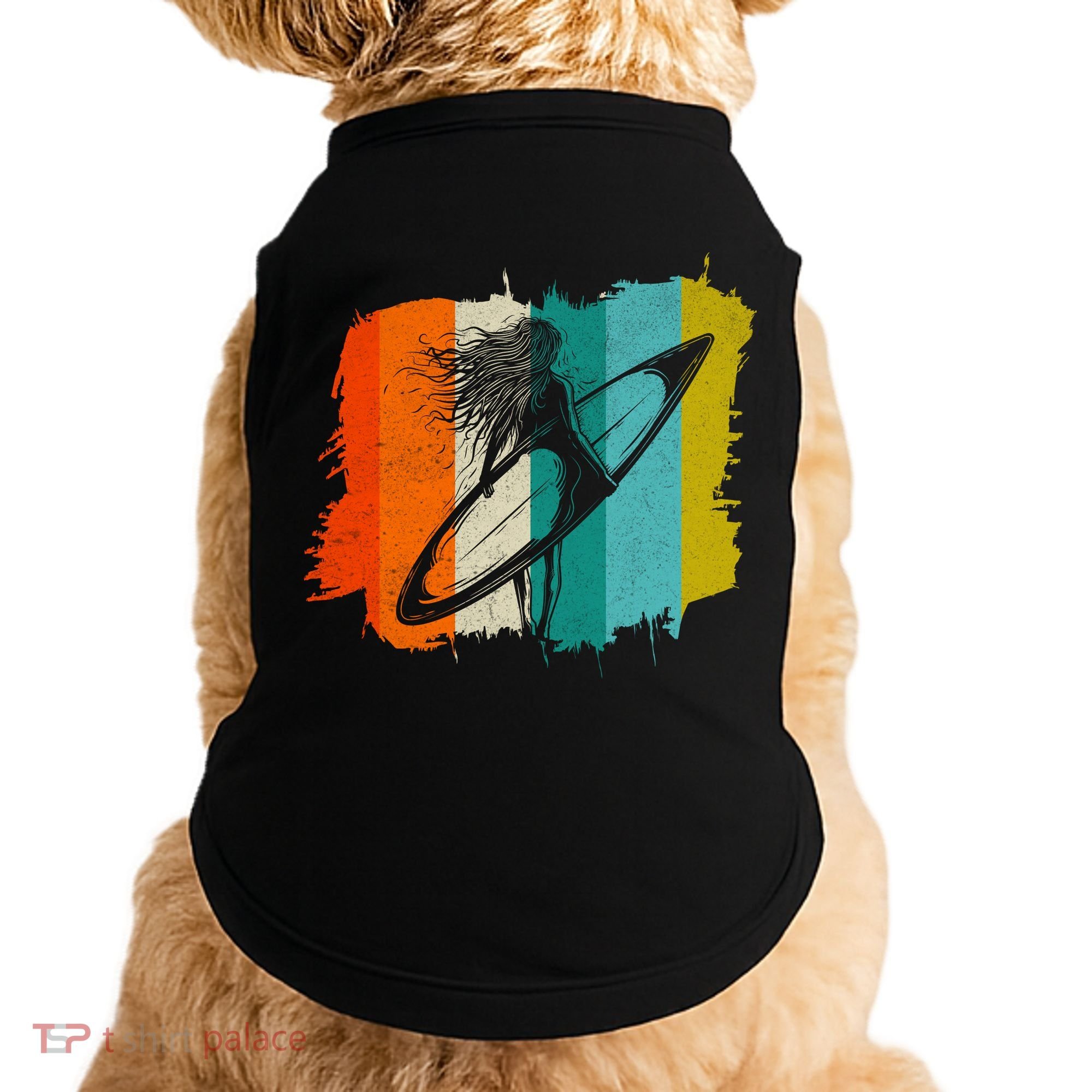 Retro Summer Surfing Gift For Girl Doggie Tank