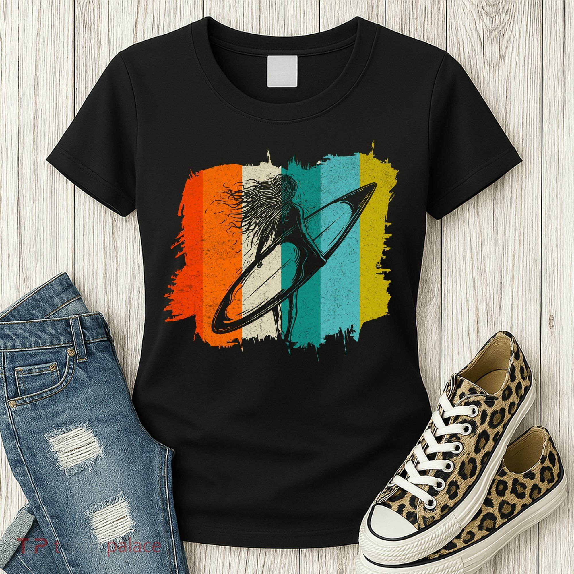 Retro Summer Surfing Gift For Girl Women's T-Shirt