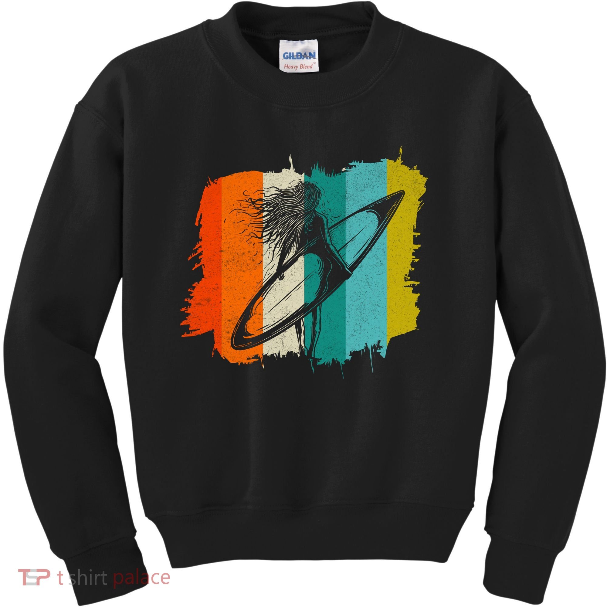 Retro Summer Surfing Gift For Girl Kids Sweatshirt
