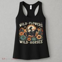 Retro Southern Sunset Cowgirl Wild Flowers Wild Horses Women's Tank Top thumb 3