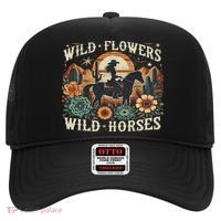 Retro Southern Sunset Cowgirl Wild Flowers Wild Horses Hat thumb 0
