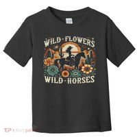 Retro Southern Sunset Cowgirl Wild Flowers Wild Horses Toddler T-Shirt thumb 0