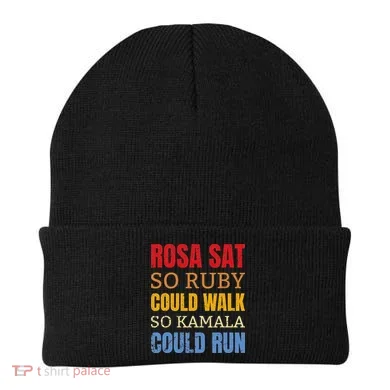 Rosa Sat So Ruby Could Walk So Kamala Black History Beanie