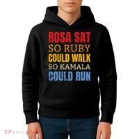 Rosa Sat So Ruby Could Walk So Kamala Black History Kids Hoodie thumb 4