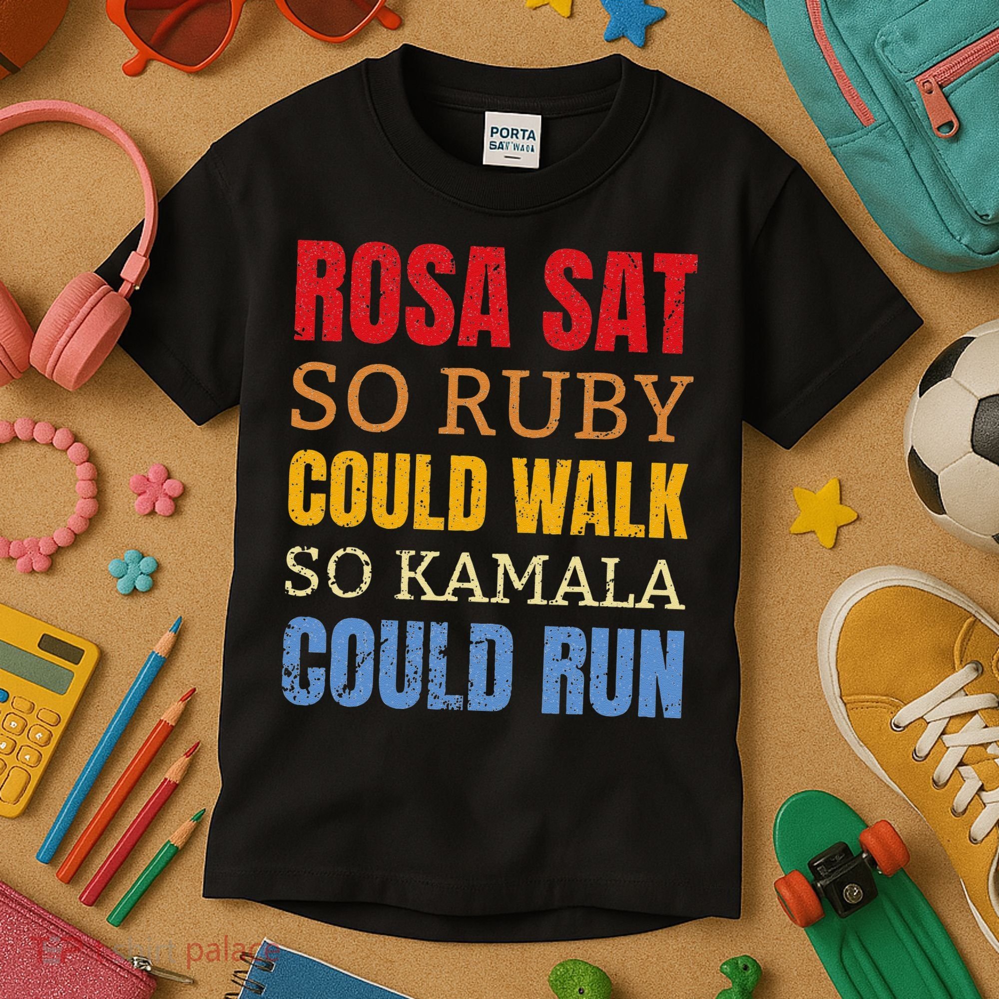 Rosa Sat So Ruby Could Walk So Kamala Black History Kids T-Shirt
