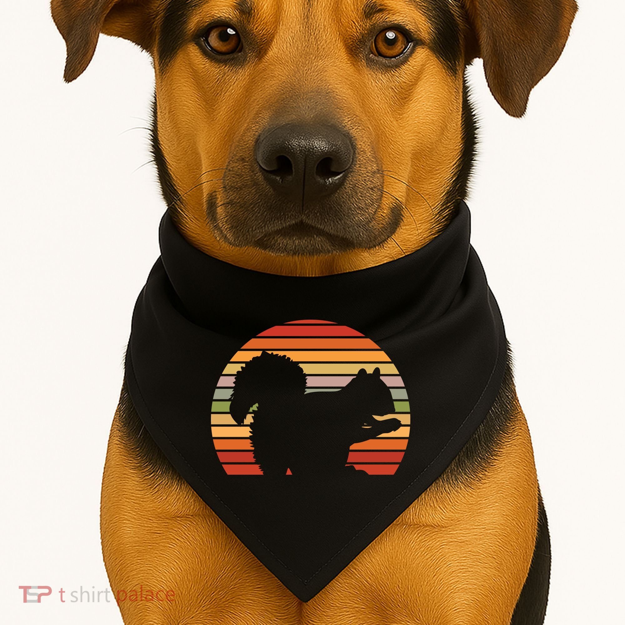 Retro Squirrel Silhouette USA-Made Doggie Bandana