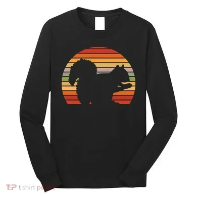 Retro Squirrel Silhouette Long Sleeve Shirt