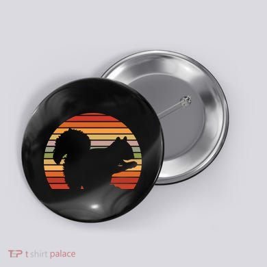 Retro Squirrel Silhouette Button
