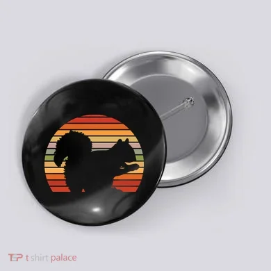 Retro Squirrel Silhouette Button