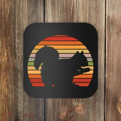 Retro Squirrel Silhouette Coaster
