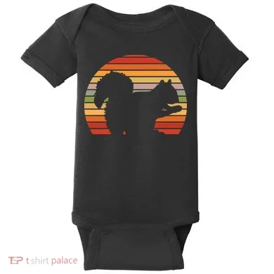 Retro Squirrel Silhouette Baby Bodysuit