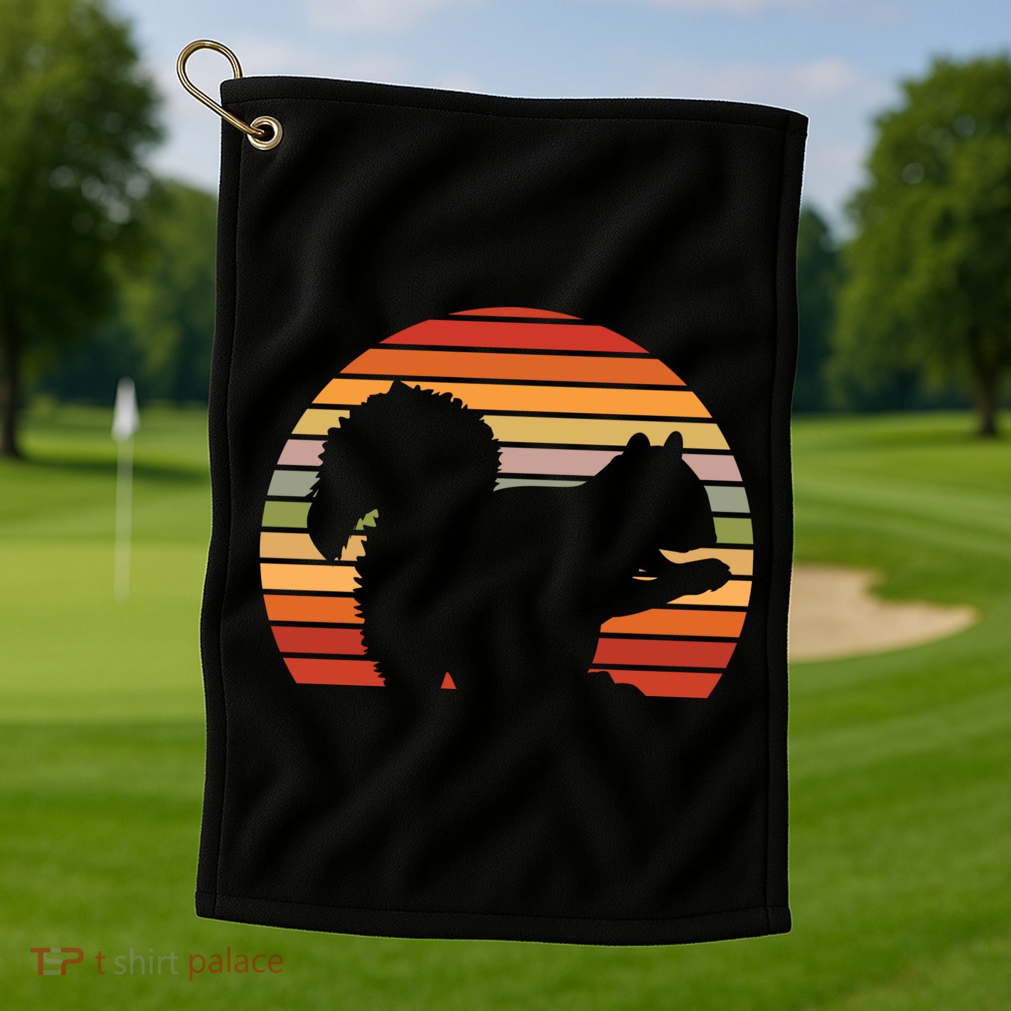 Retro Squirrel Silhouette Golf Towel