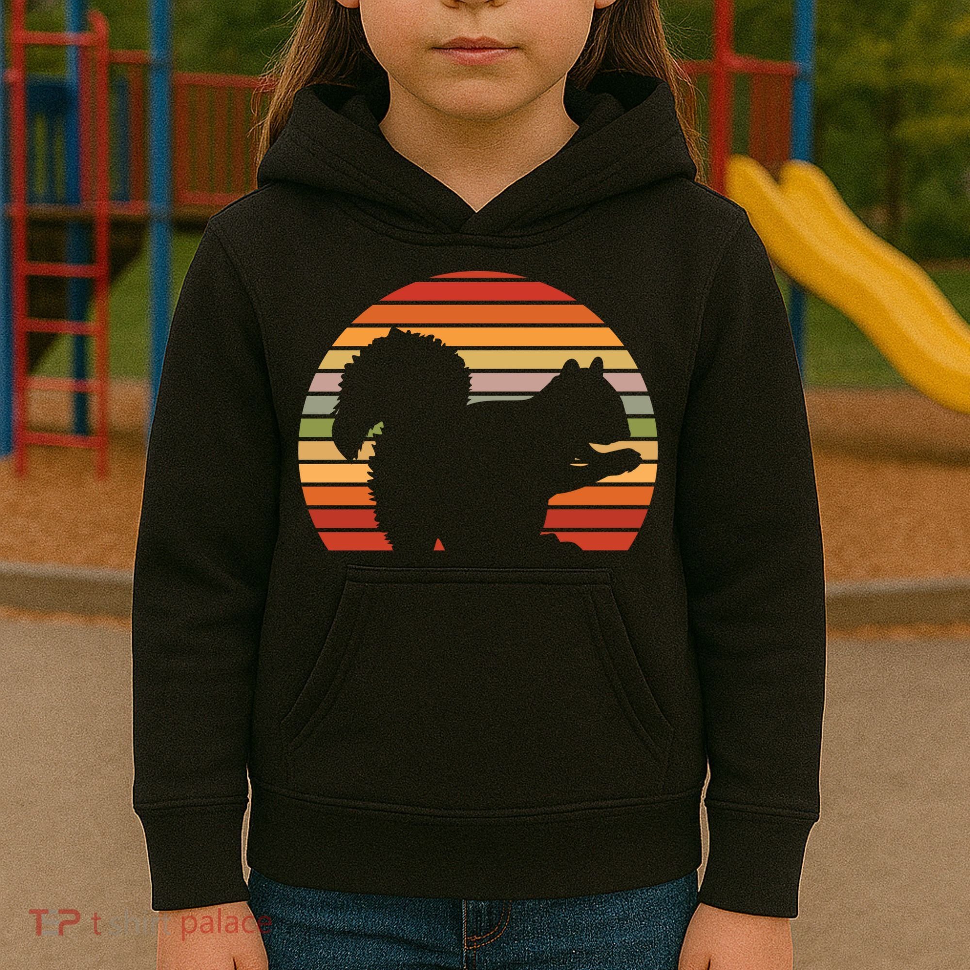 Retro Squirrel Silhouette Kids Hoodie