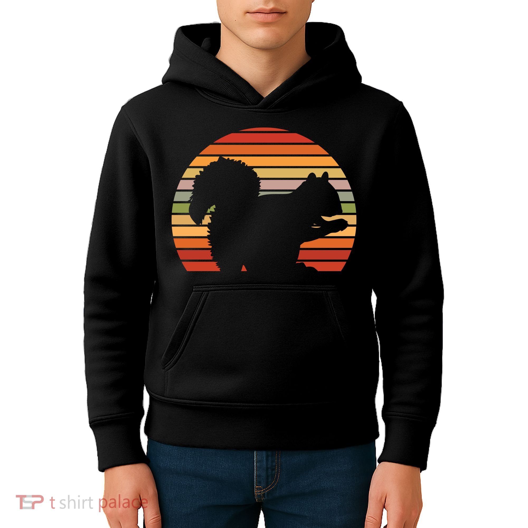 Retro Squirrel Silhouette Kids Hoodie
