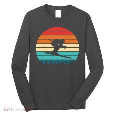 Retro Ski Sunset Vintage Sport Long Sleeve Shirt