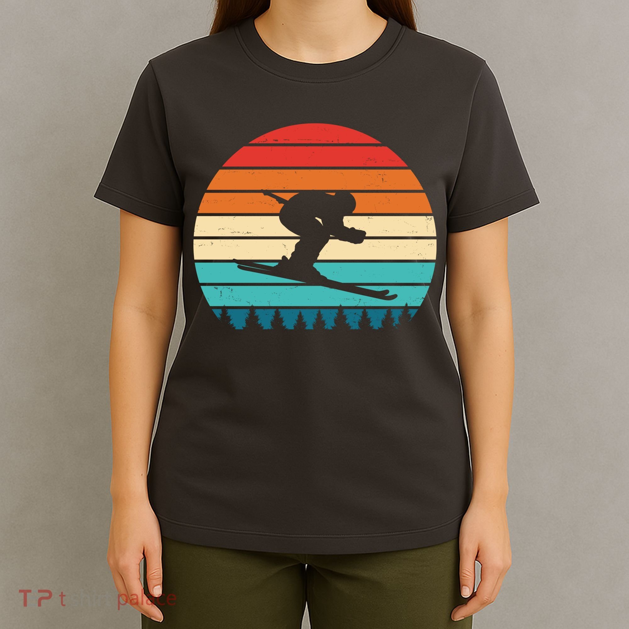Retro Ski Sunset Vintage Sport T-Shirt