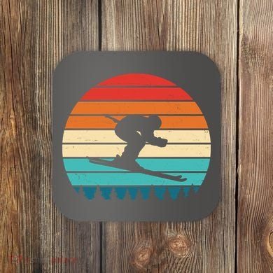 Retro Ski Sunset Vintage Sport Coaster