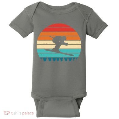 Retro Ski Sunset Vintage Sport Baby Bodysuit