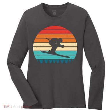 Retro Ski Sunset Vintage Sport Women's Long Sleeve Shirt