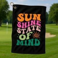 Retro Sun Shine On My Mind Vacation Golf Towel thumb 1