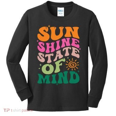 Retro Sun Shine On My Mind Vacation Kids Long Sleeve Shirt