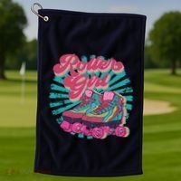 Roller Skate Skating 70s Retro Gift Golf Towel thumb 1