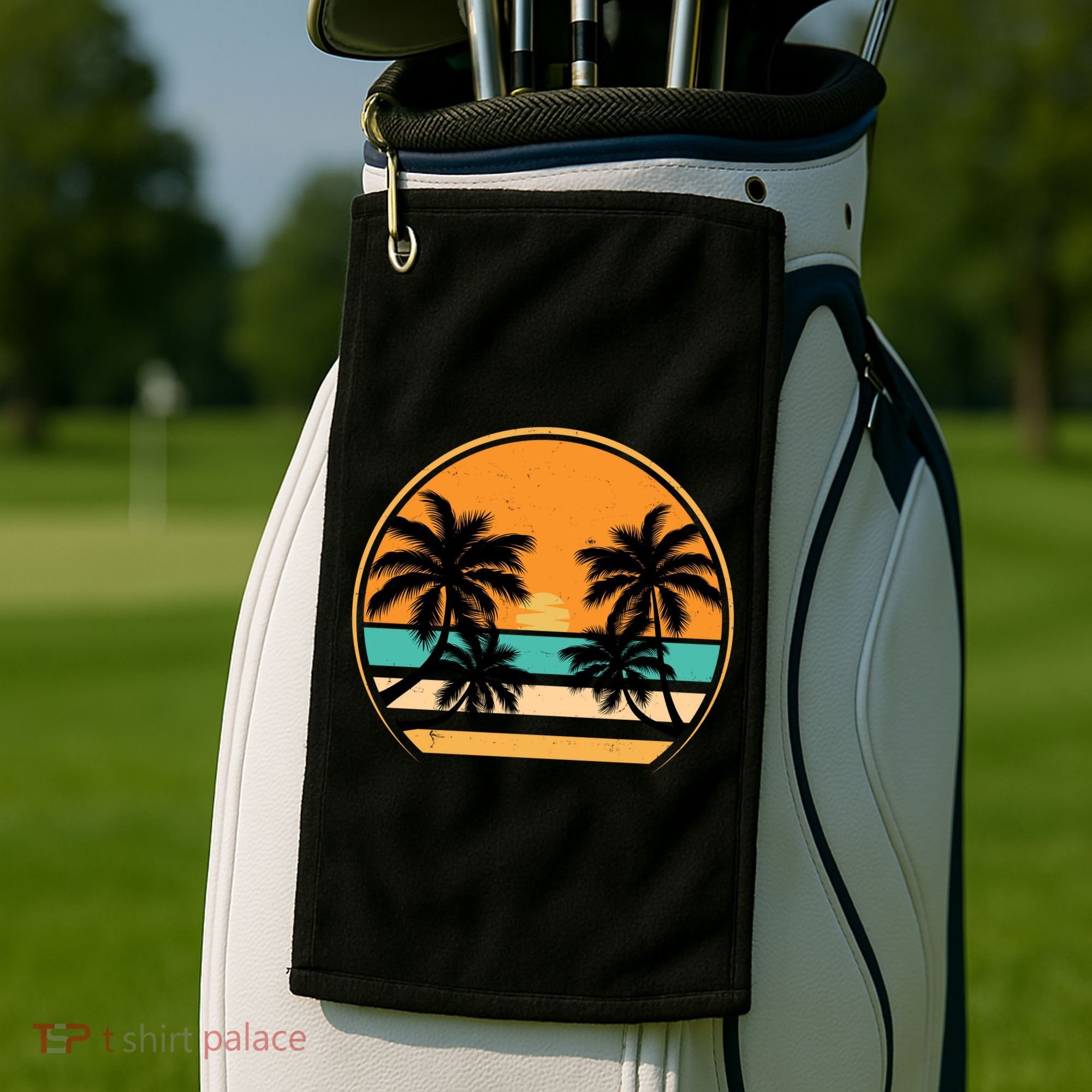 Retro Summer Sunset Vibe Vacation Beach Life Golf Towel